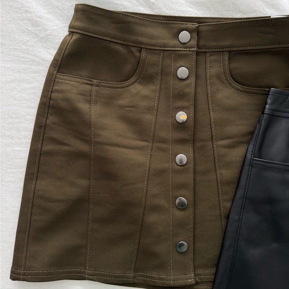 Express New Black Faux Leather and Like New Army Green Mini Skirt - Picture 6 of 9